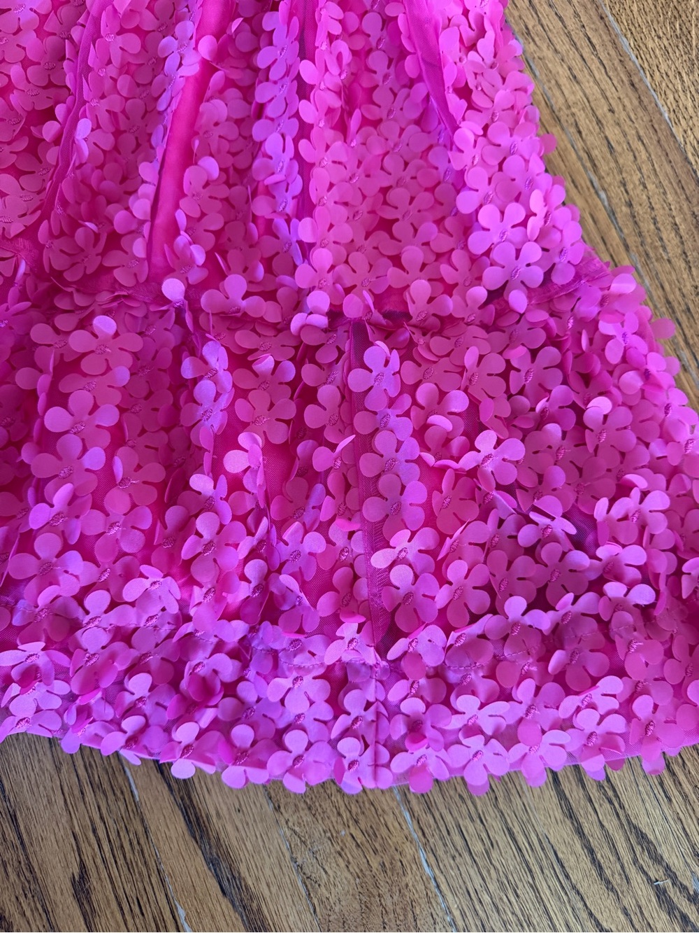 Anthropologie Bright Pink Floral Appliqué Girls' Dress - Picture 4 of 5